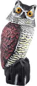 Besmon Bird Owl to Frighten Birds,Fake Owl Statue Decoy,Plastic Owl Scarecrow with Rotating Head for Garden Yard Outdoor