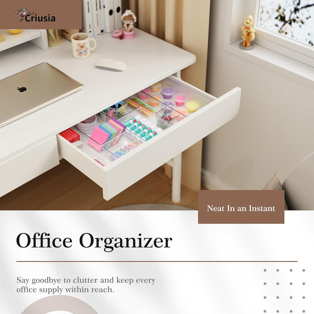 Clear Plastic Drawer Organizer Set - 14 PCS Storage Bins for Kitchen, Bathroom, Makeup and Office H497748