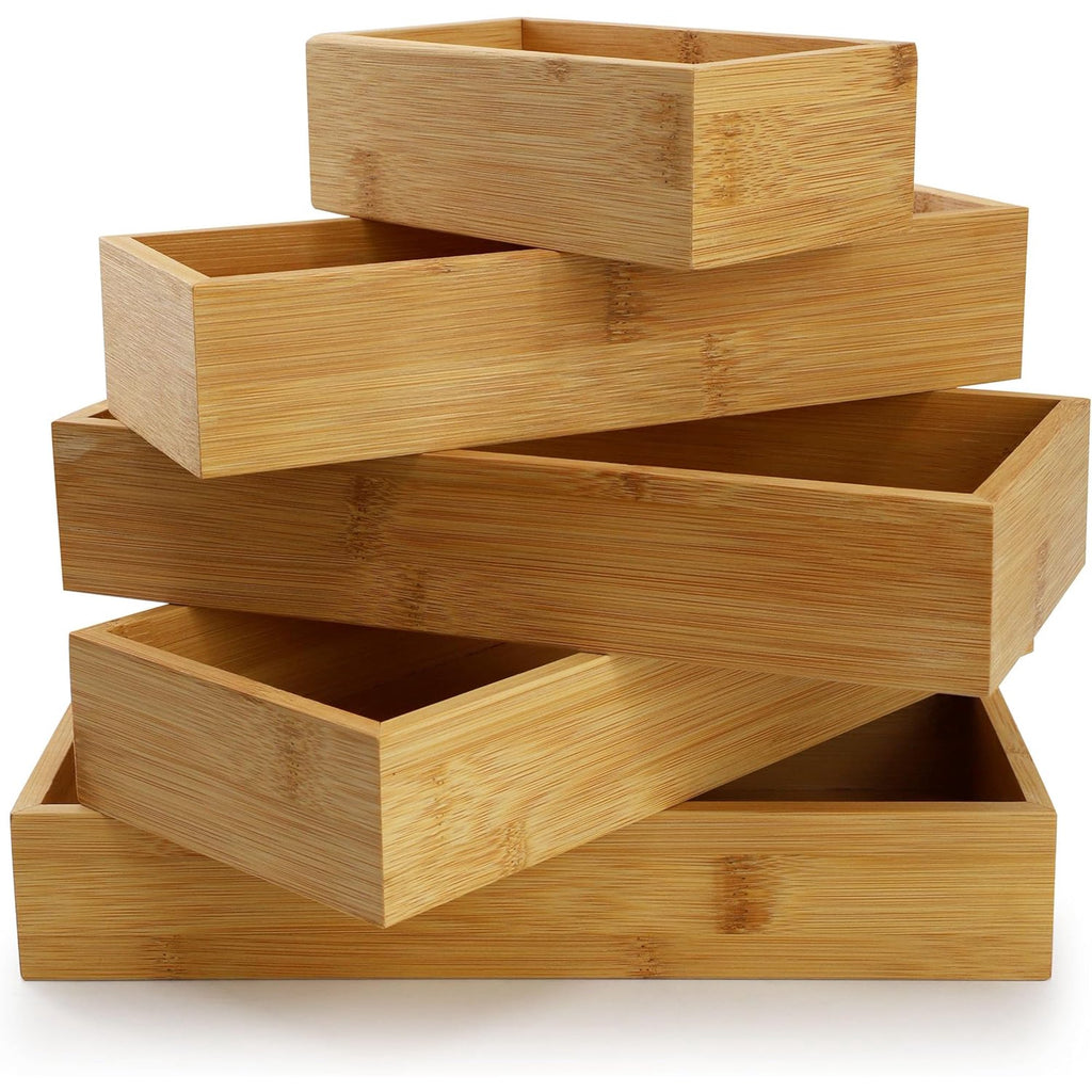 Bamboo Drawer Organizer Tray for Utensils and Desk Storage W30834
