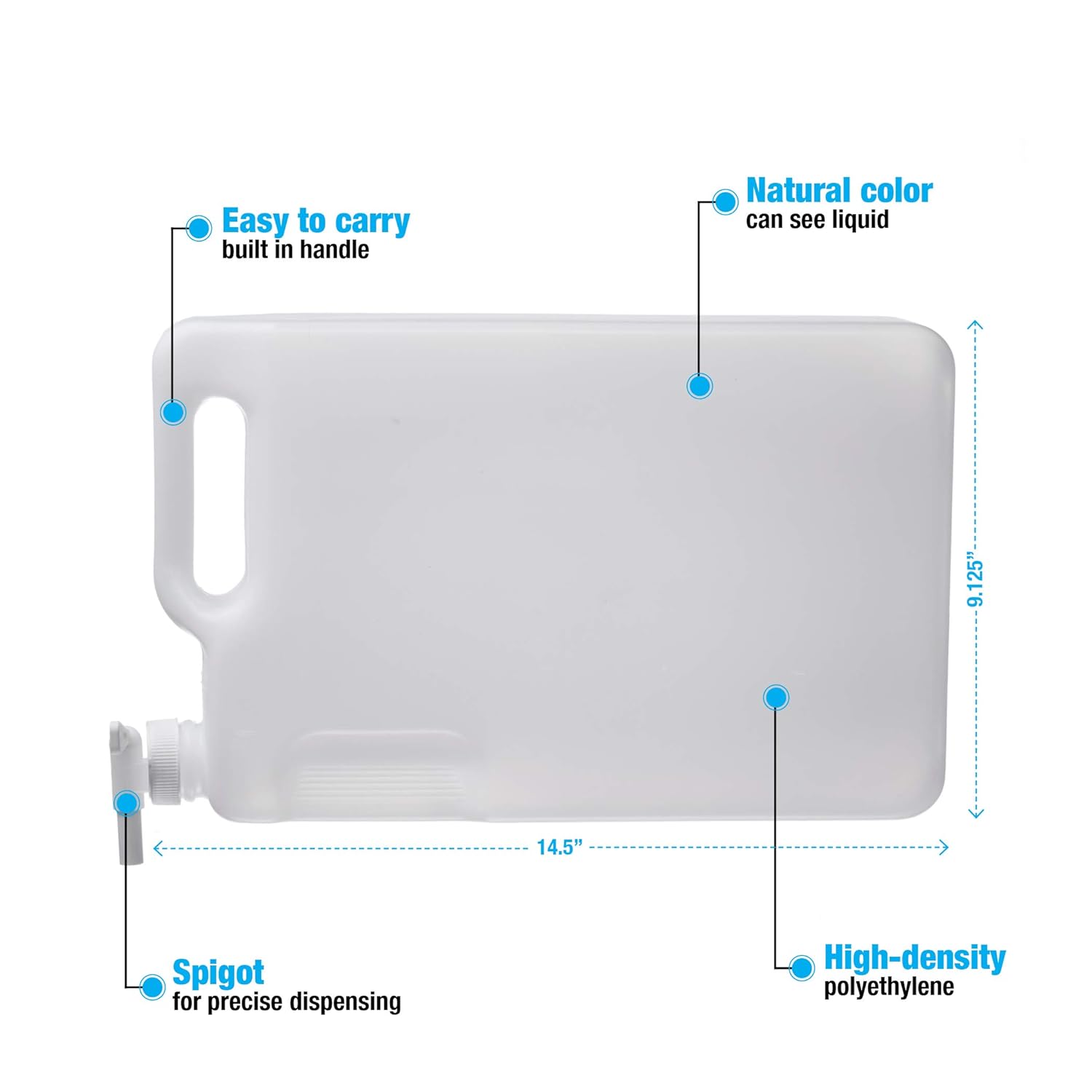 5 Liter Container with Spigot, Food Grade BPA Free HDPE Q3903