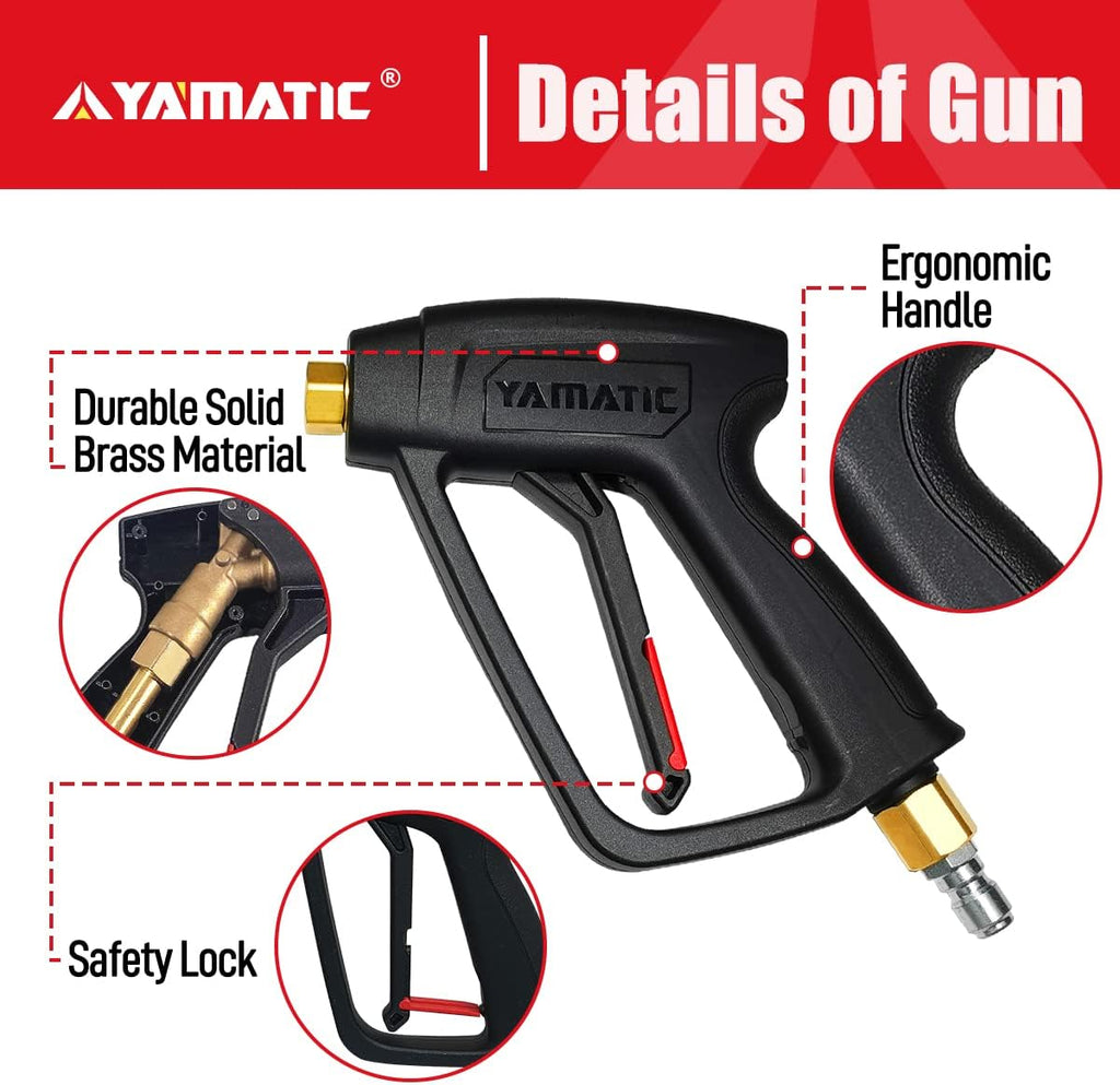 Short Pressure Washer Gun with Swivel Quick Connect & M22 Fittings G6766