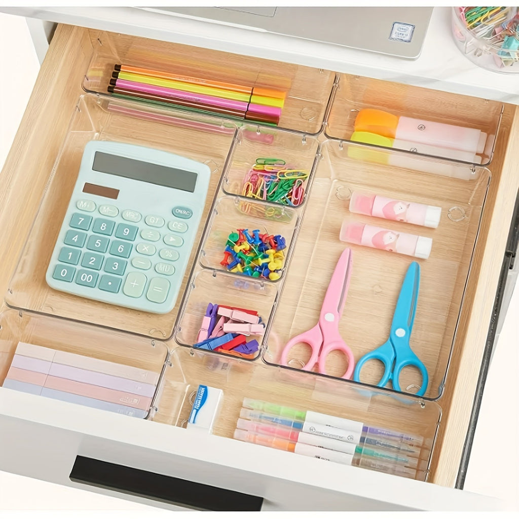 Clear Plastic Drawer Organizers Set with Non-Slip Pads, 4 Sizes T58531