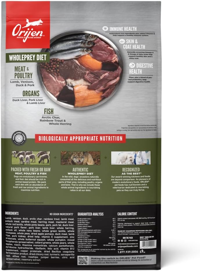 Dry Dog Food, Grain Free, Fresh or Raw Ingredients, 23.5lb V55612