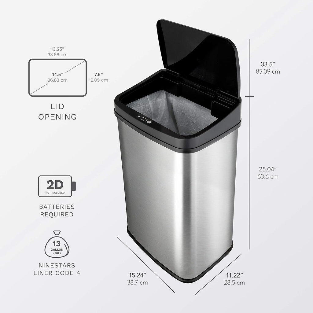 Automatic Motion Sensor Trash Can, 13 Gal, Black Trim X98409