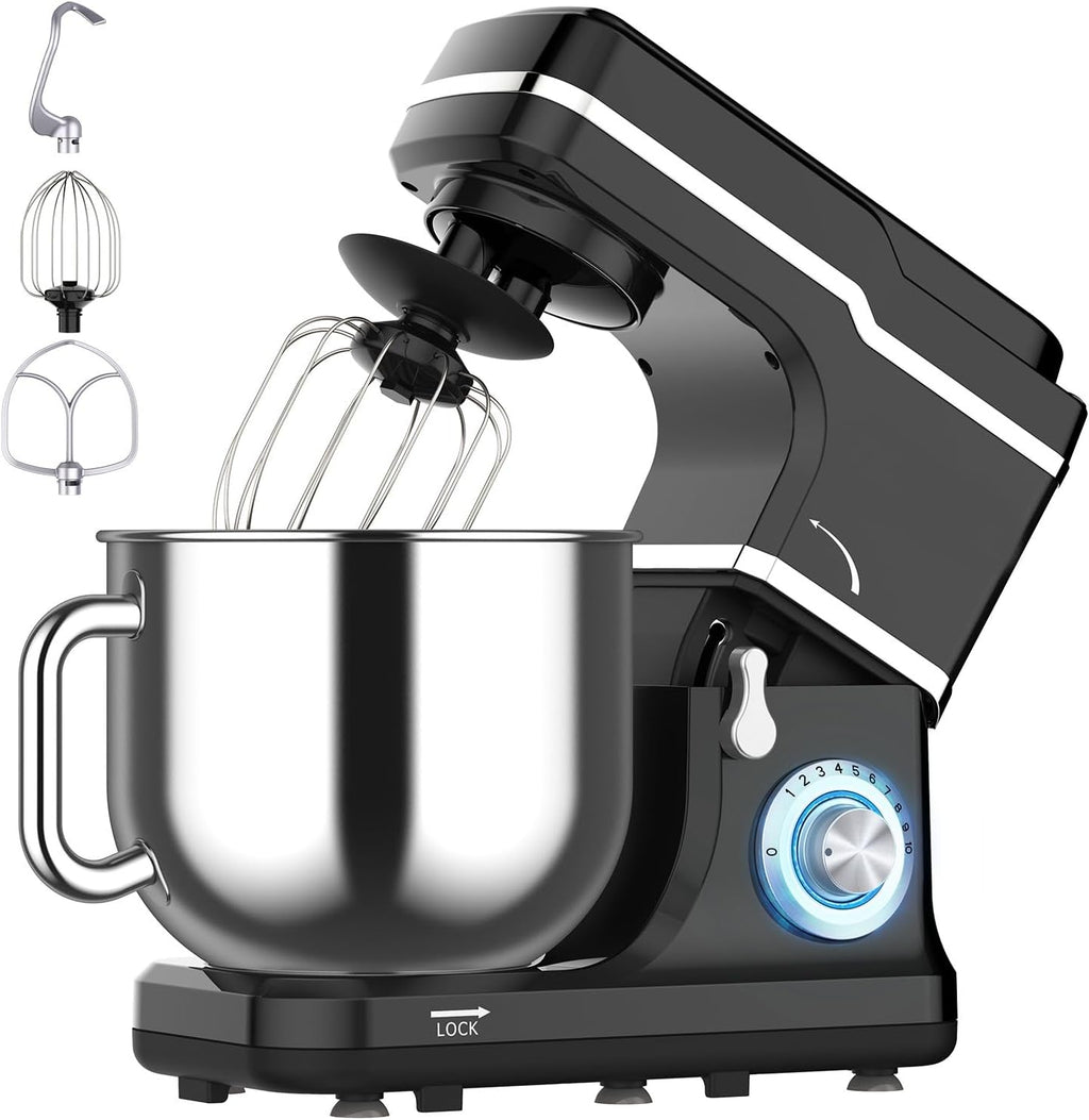 Electric Stand Mixer, Stand Mixer with Stainless Steel Bowl, Whisk, Dough Hook, Stirrer, Splash Guard, 7.5 Qt, 660W, 10-Speed Tilt-Head Dough Mixer for Home Kitchen