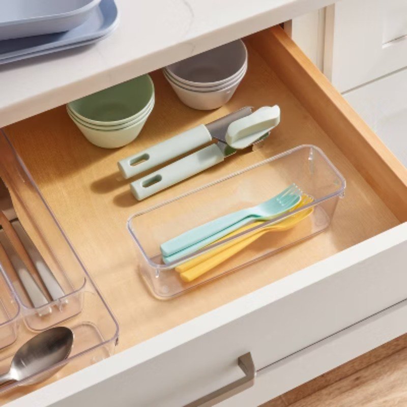 3"x9" Drawer Flatware Organizer - Clear PETG In-Drawer Silverware Tray T24993