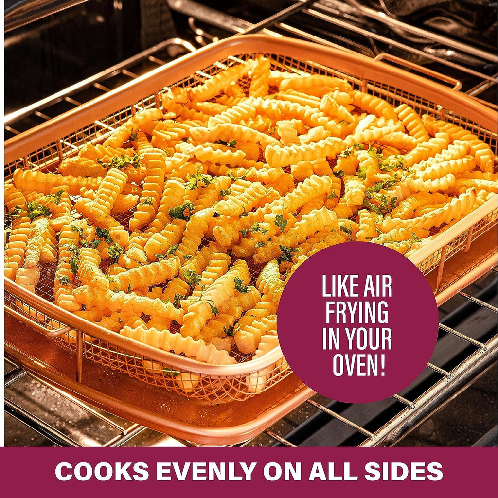 Air Fryer Basket for Oven, 2 Piece Nonstick Tray with Crisper Pan, Dishwasher Safe P686