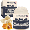Beef Tallow Salve – All Natural Grass Fed Beef Tallow & Honey All Purpose Balm – Moisturizing Body Salve Great for Eczema, Cracked, Dry, Itchy, Irritated Skin – Skin Repair Skincare Made in USA