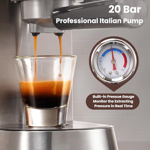 Espresso Maker 20 Bar with Milk Frother, Stainless Steel, for Latte & Cappuccino W928008