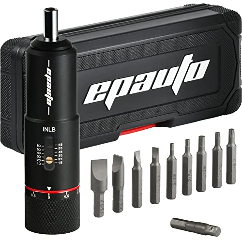 EPAuto FAT Torque Screwdriver Wrench for Gunsmithing | Bicycle Mechanics,10 to 65 inch-pound, 10 Bits Set, Black