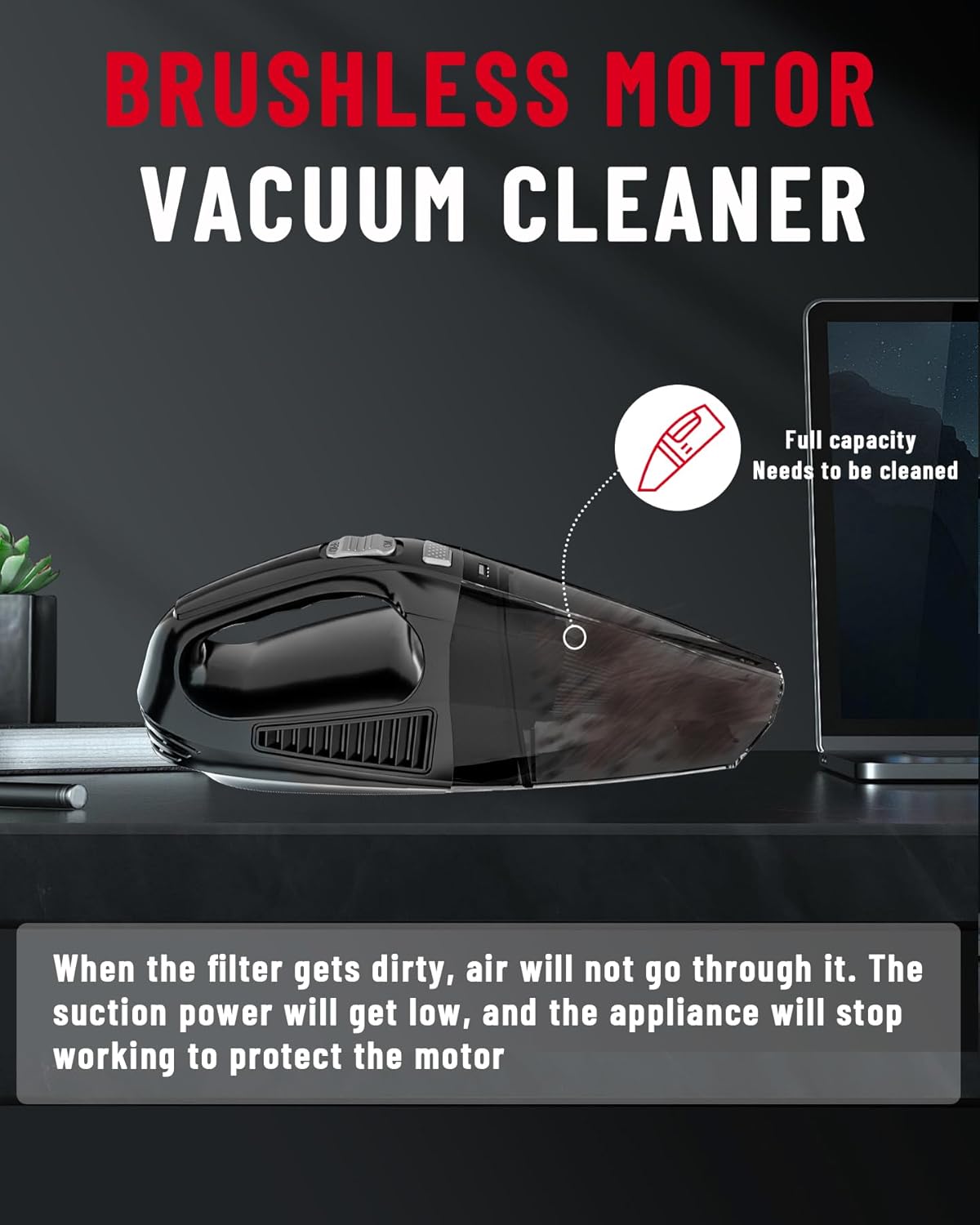 Handheld Vacuum Cordless, Car Vacuum Cleaner with Brushless Motor 12000Pa, HEPA Filter R214