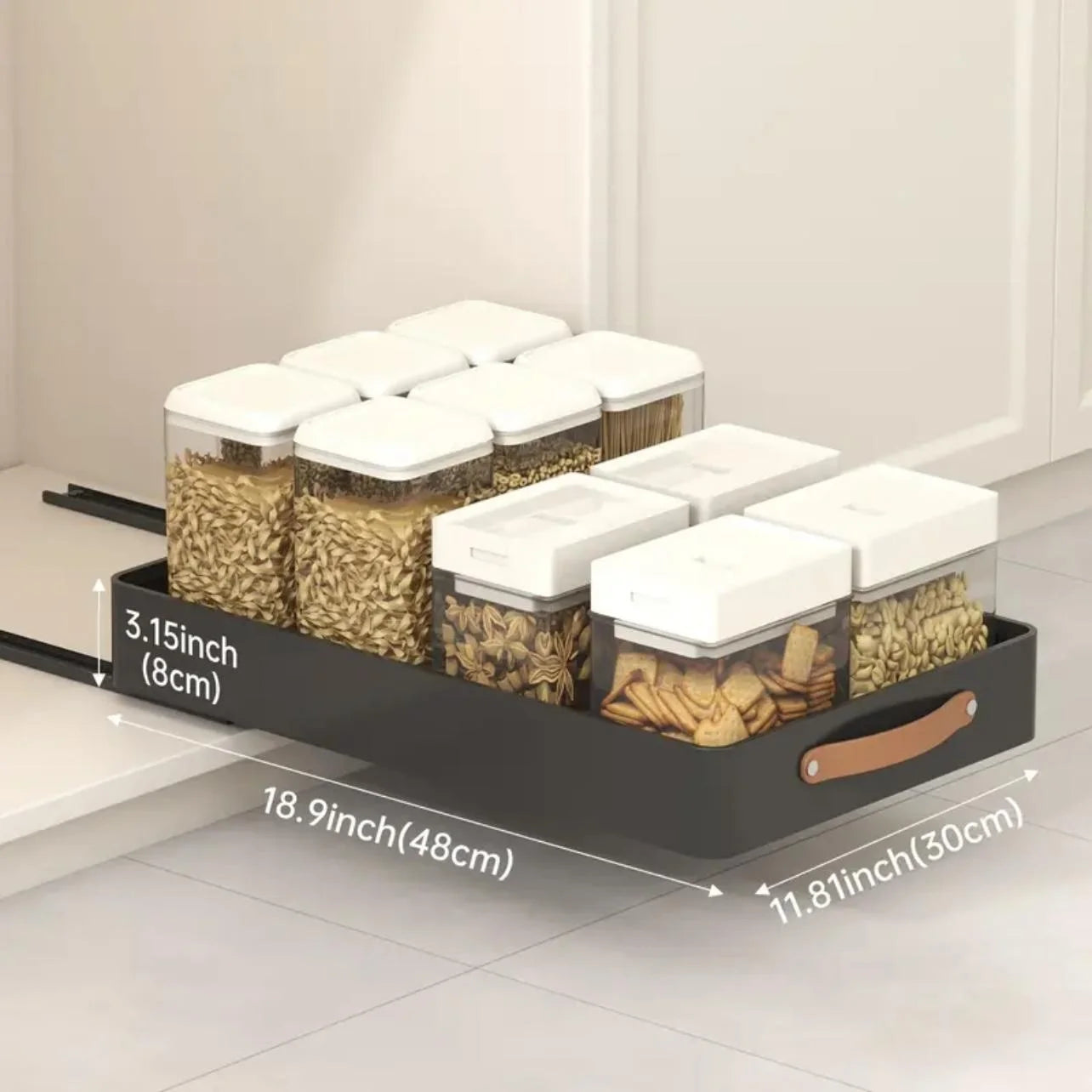 Cabinet Organizer with Adhesive Nano Film, Pull Out Drawer for Kitchen Pantry S678