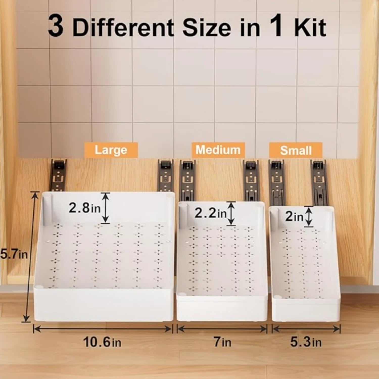 Pull Out Cabinet Organizer, 3 Pack, Slide Out Drawer for Kitchen Storage V614