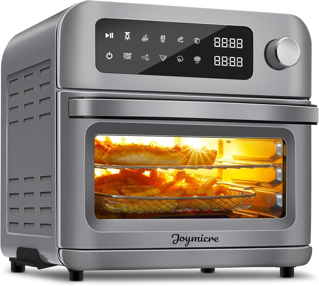Air Fryer Toaster Oven, 1700w High Power AirFryer Dehydrator Combo with Touchscreen Convection Countertop Oven, Dishwasher Safe Accessories, XL 12QT, 8 Cooking Presets, Bake, Broil, Defrost, Reheat, Roast All-in-one, Grey