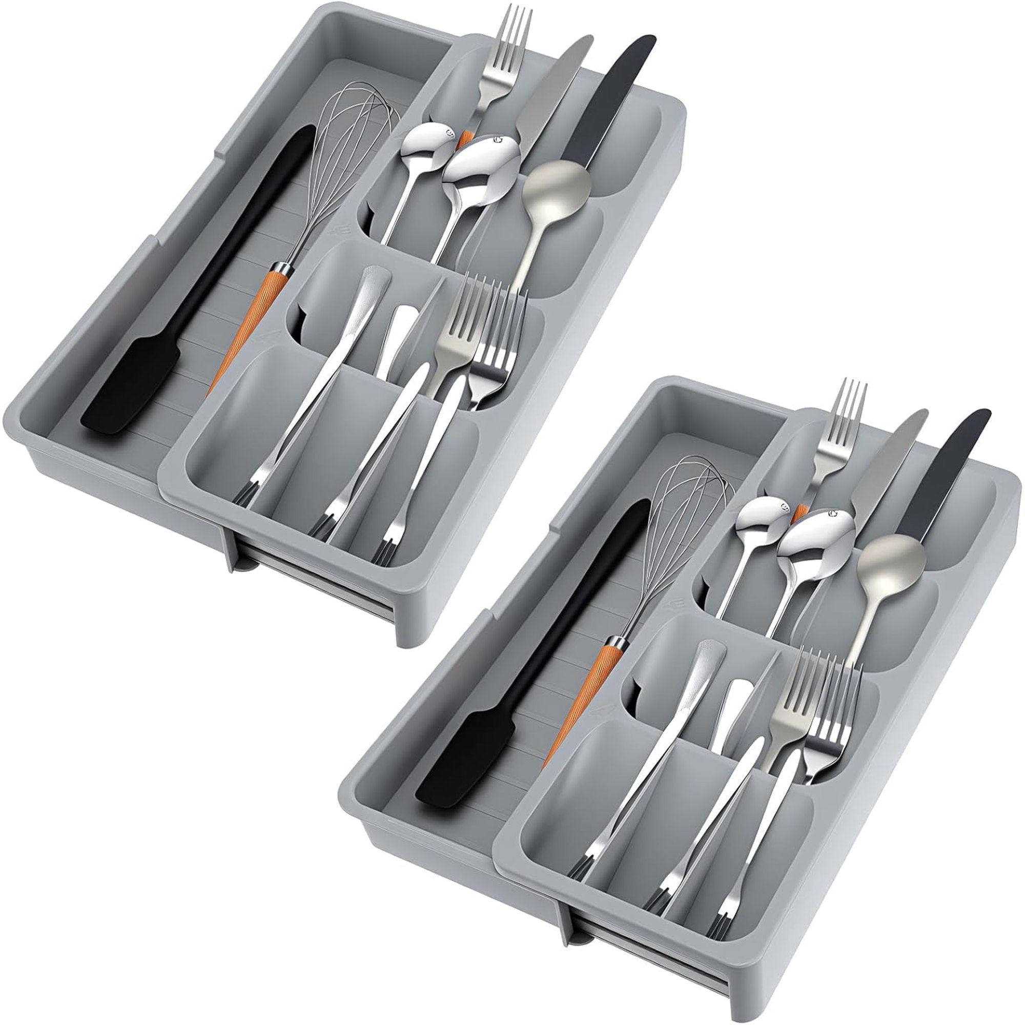 Expandable Kitchen Drawer Organizer, Adjustable Cutlery Tray, Gray E758
