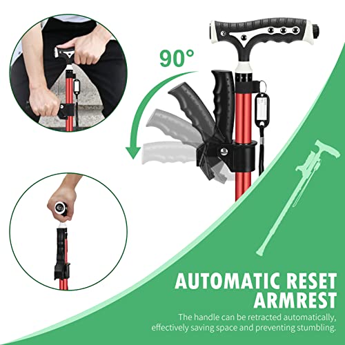 Heavy Duty Adjustable Aluminum Walking Cane with LED for Seniors C7734