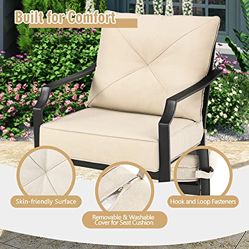 Set of 2 Patio Chairs with Padded Cushions, Outdoor Armchairs U342887