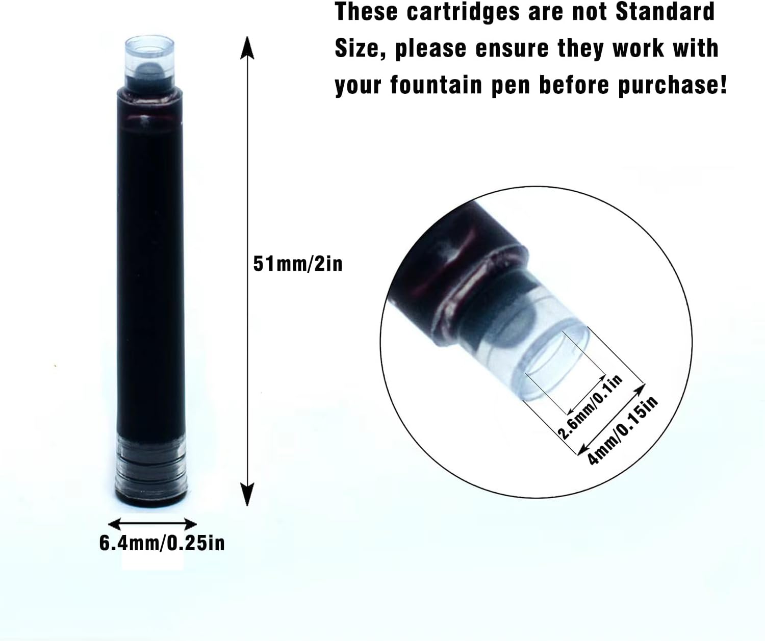Fountain Pen Ink Refill Cartridges, Black, 60 Count Y762