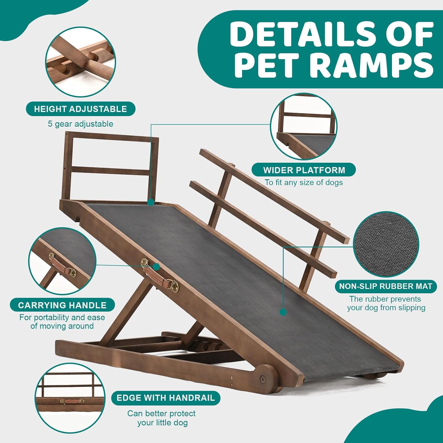 Folding Dog Ramp for High Bed, Couch, SUV, Small & Old Dogs U21331