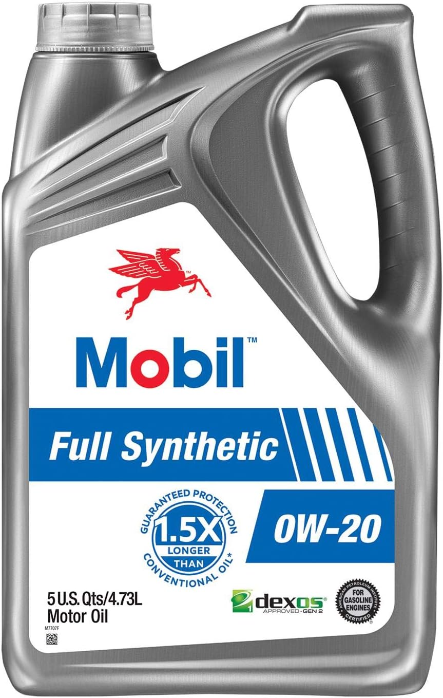 Mobil Full Synthetic Motor Oil 0W-20, 5 Quart