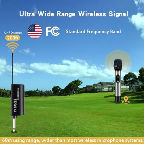 Rechargeable Wireless Microphone PA System with Dual UHF Handheld Mics for Karaoke, Weddings, Speeches Q5681