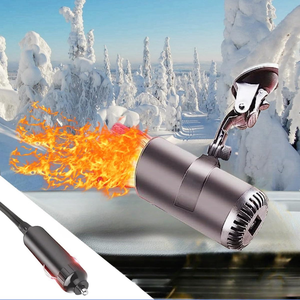 12V 150W Portable Car Heater Car Heater That Plugs into Cigarette Lighter Portable Heater for Vehicle, Car Windshield Defogger Defroster,2 In1 Fast Heating or Cooling Fan for Cars,Gray