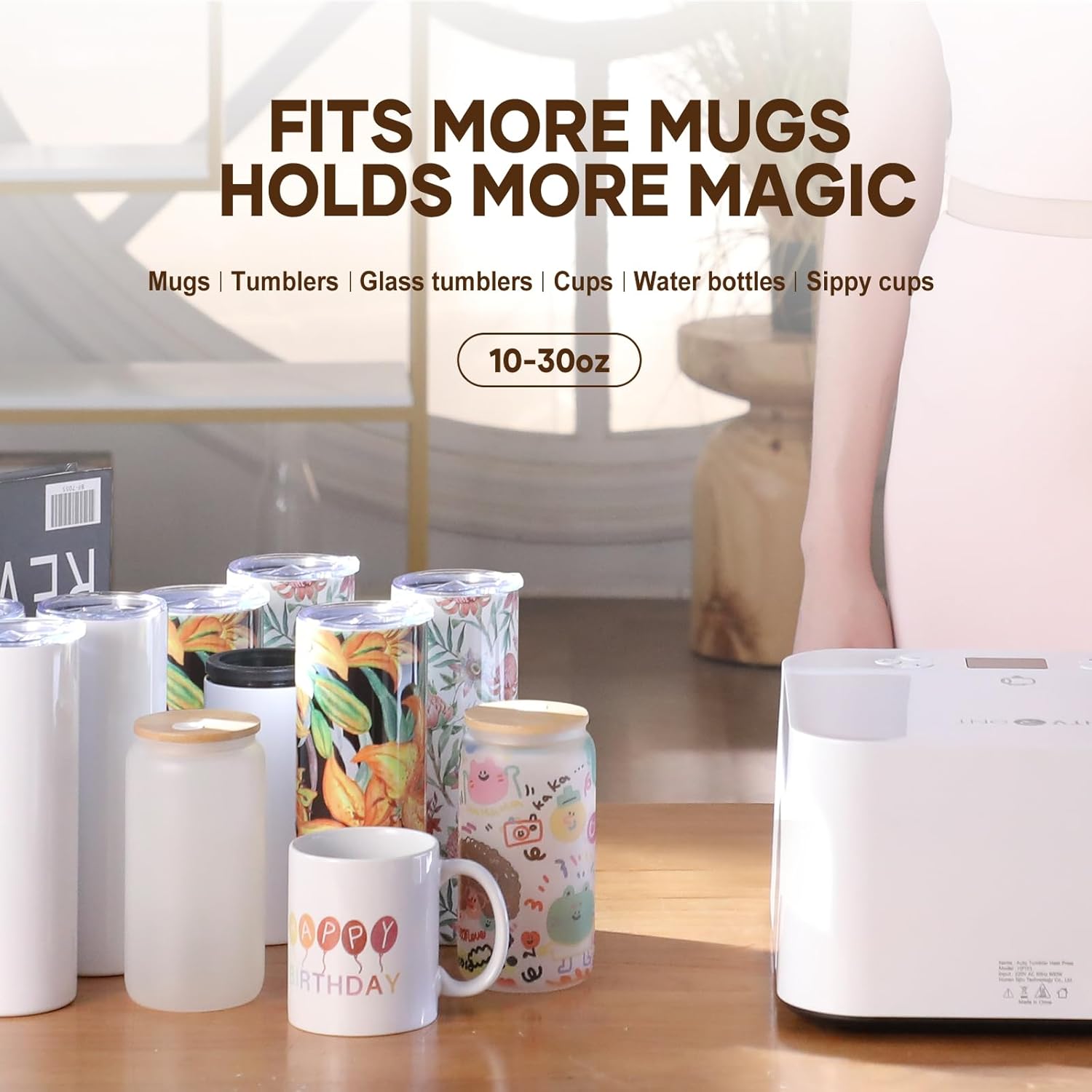 Auto Tumbler Heat Press Machine with 12 Sublimation Mugs 11 oz B5820