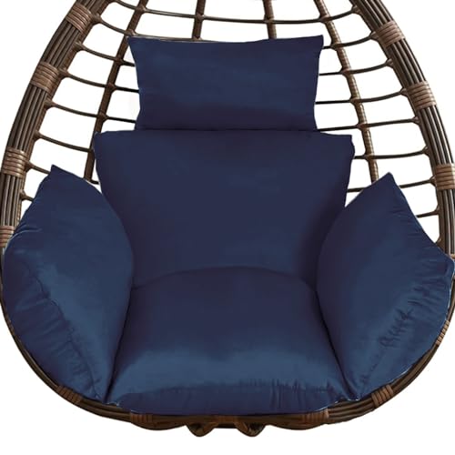 Moclever Egg Chair Cushion, Hanging Chair Cushion Thicken Swing Chair Cushion Swing Egg Chair Cushion with Pillow, Soft Hanging Egg Chair Cushion Replacement with Ties Indoor Outdoor-Grey