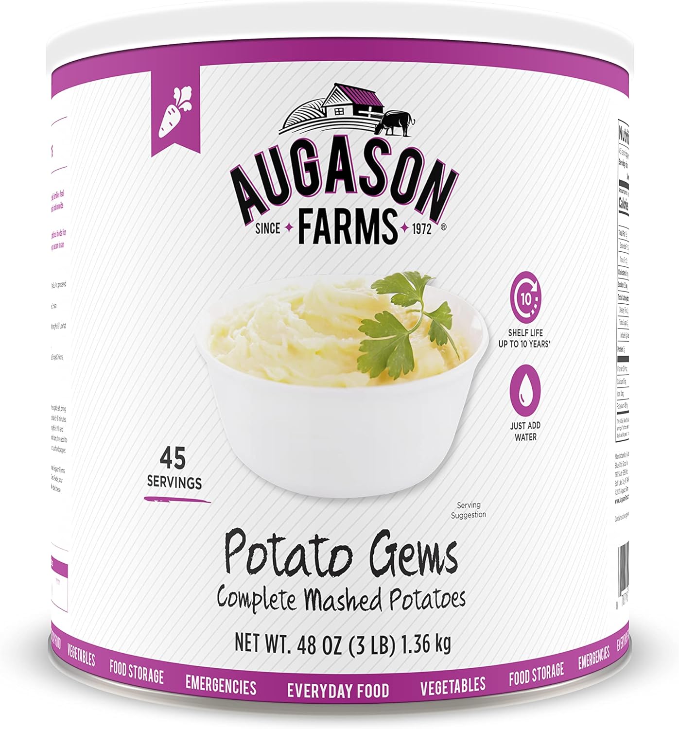 Augason Farms Potato Gems Complete Mashed Potatoes 3 lbs No. 10 Can