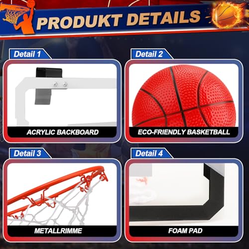 Over Door Basketball Hoop with 9 Inch Rim and 4 Mini Balls X3022