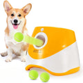 Automatic Dog Ball Launcher, Ball Launcher for small Dogs with 3 Tennis Balls, Interactive Indoor & Outdoor Dog Toys, Dog Ball Thrower Machine (Orange)