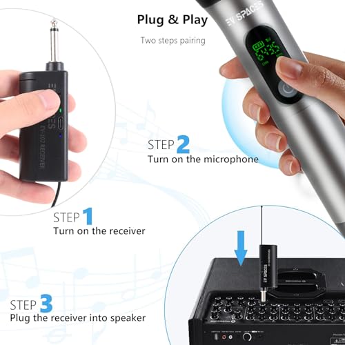 Rechargeable Wireless Microphone PA System with Dual UHF Handheld Mics for Karaoke, Weddings, Speeches Q5681
