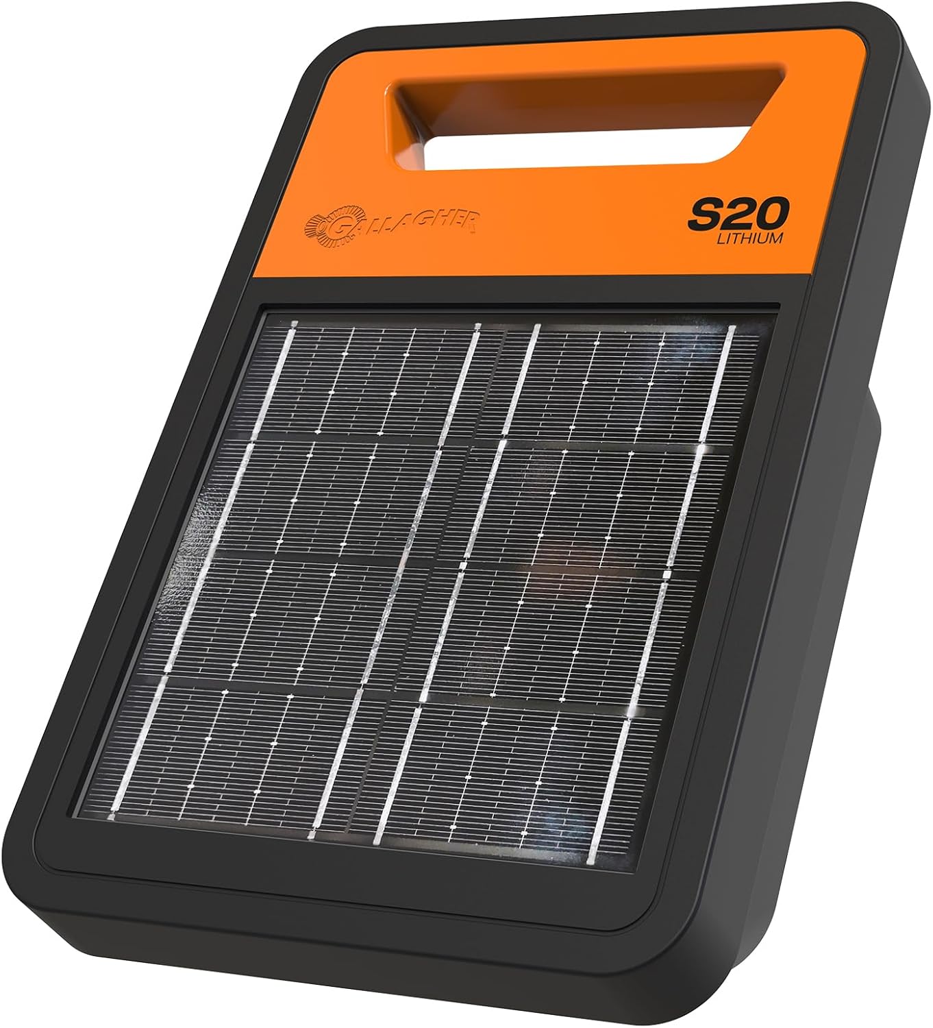 Gallagher S20 Solar Electric Fence Charger | Powers Up to 12 Miles / 14 Acres of Fence | Solar Lithium Technology | 0.2 Joule Solar Energizer for Poultry, Livestock, Gardens, and Pets