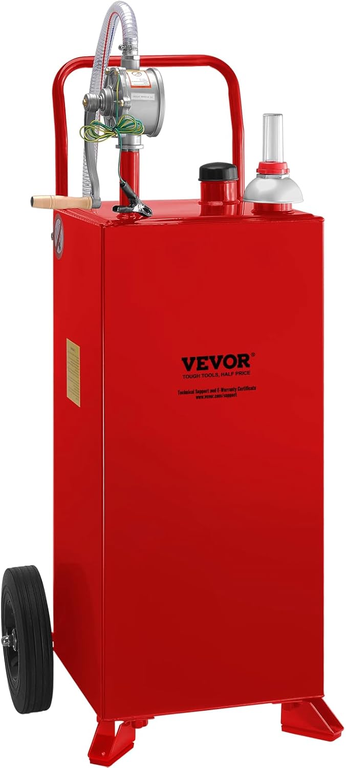 30 Gallon Portable Gas Caddy with Wheels and Manual Transfer Pump L76285