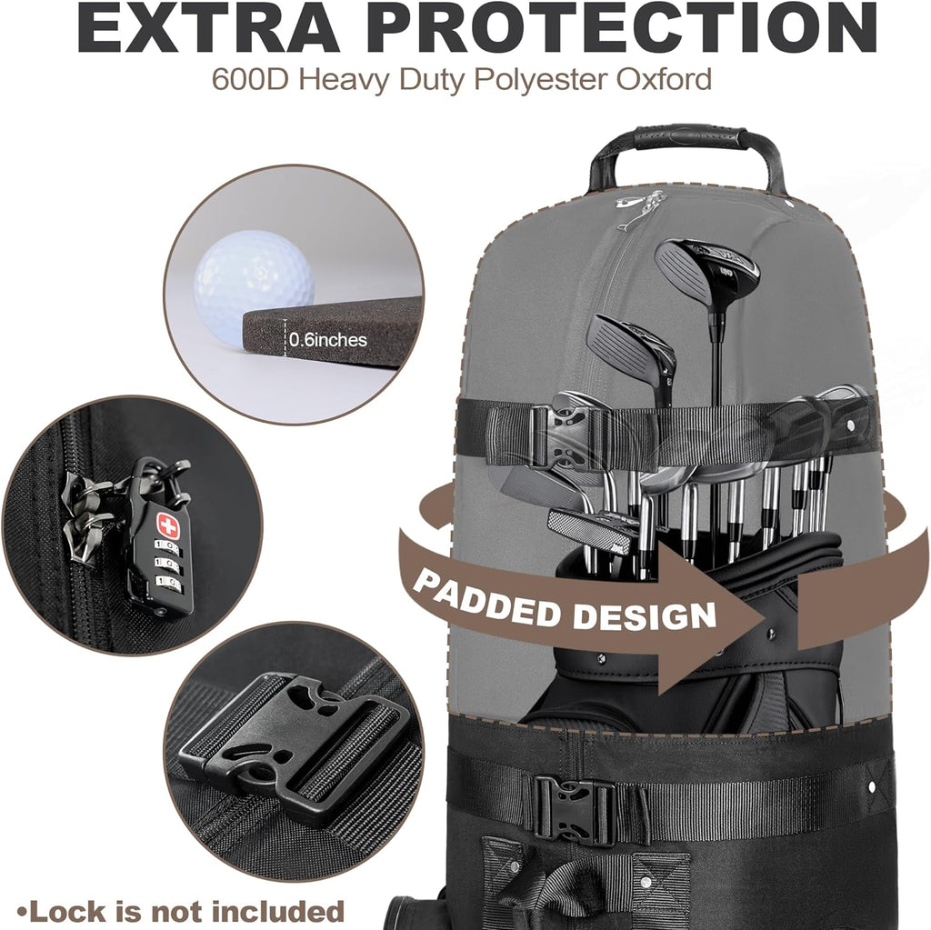 Golf Travel Bag with Wheels, Heavy Duty 600D Polyester P4314