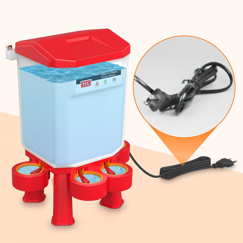 Heated Poultry Waterer, Thermostatically Controlled 11L Plastic Hanging Chicken Waterer L70743
