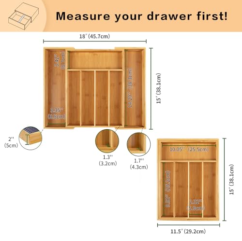 Bamboo Cutlery Tray for Kitchen Utensils and Drawer Organizer O851769