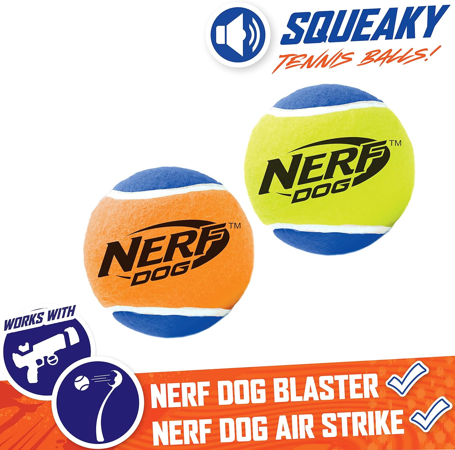 Dog Tennis Ball Toys with Squeaker, 3 Inches, Two Pack U706