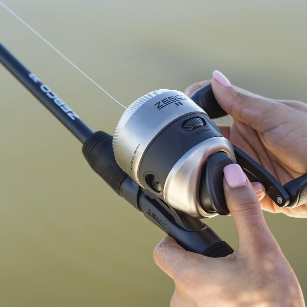 Spincast Reel and Fishing Rod Combo, 6-Foot 2-Piece Fiberglass Rod with EVA Handle D490