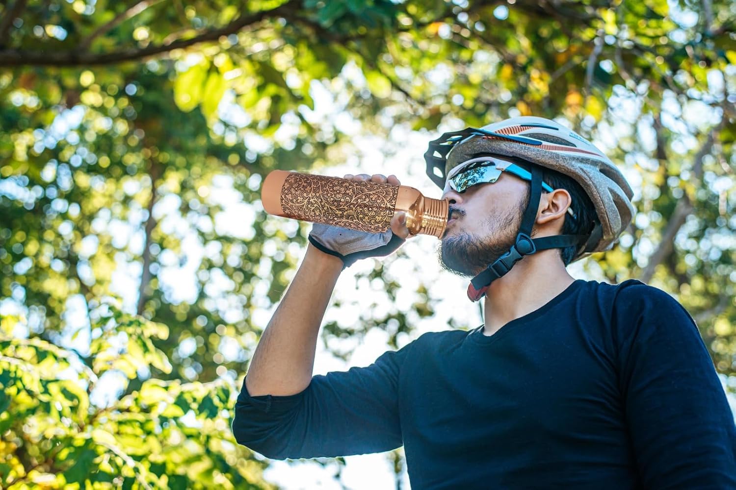 Copper Water Bottle 34oz Leak Proof for Sports Fitness Yoga Q308713
