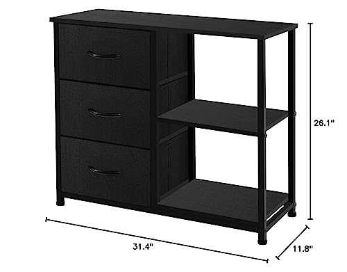 Rustic Brown Fabric Dresser with 4 Drawers and 2 Shelves R4438