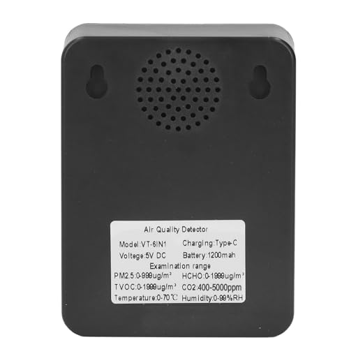 6 in 1 CO2 Monitor with Humidity, Temperature, PM2.5, TVOC, HCHO Detector C9630