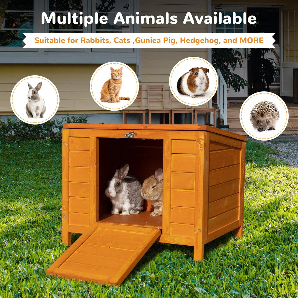 Wooden Small Animal House Outdoor Rabbit Hutch Weatherproof Pet Shelter A313974