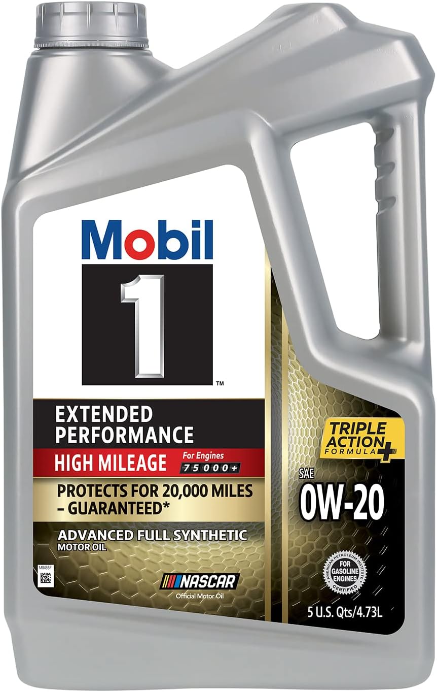 Mobil 1-123837 Extended Performance High Mileage 0W-20; 5QT, Gray (Pack of 2)