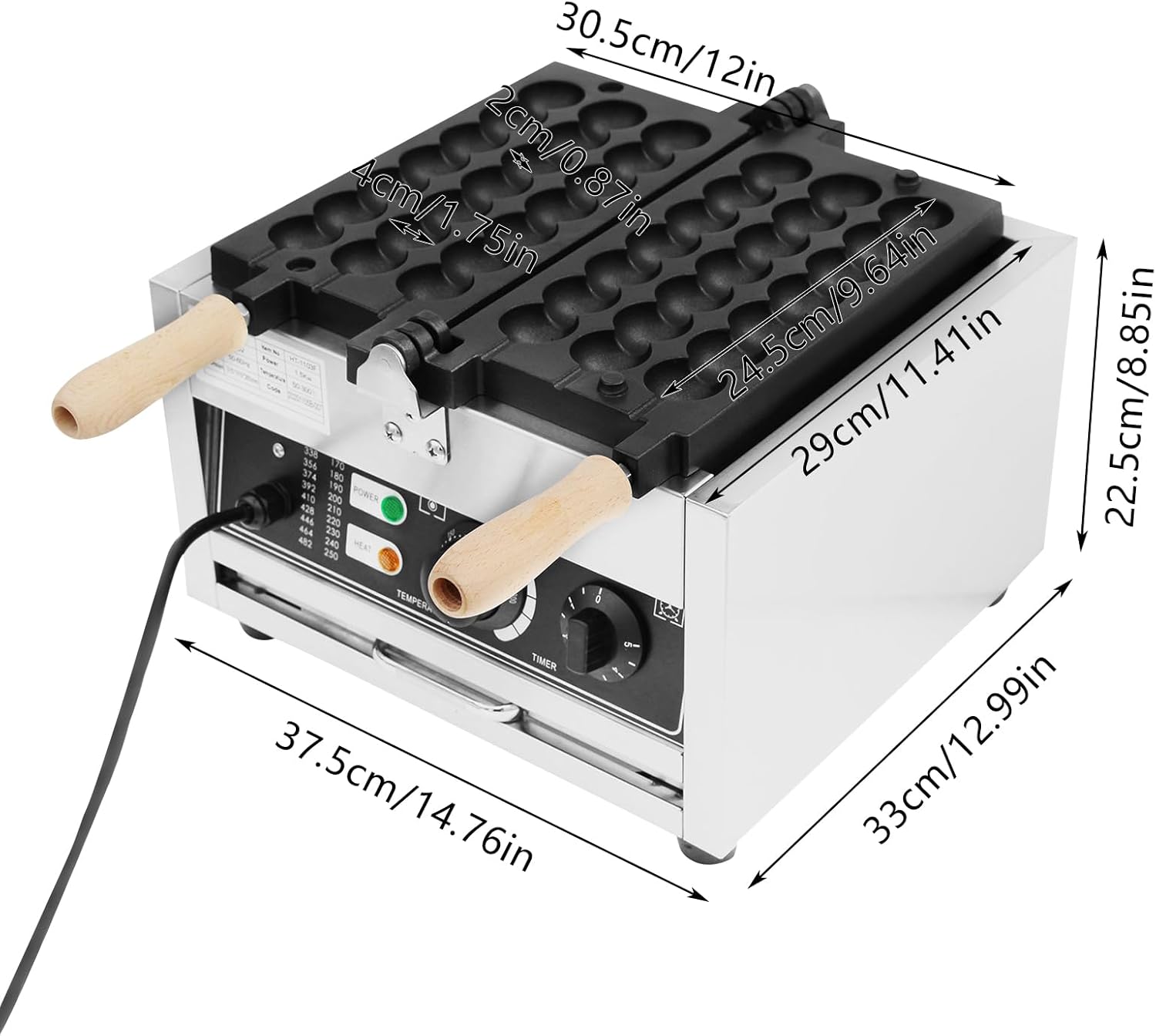 Egg Waffle Maker, Commercial Electric Nonstick Bubble Waffle Machine Z71270