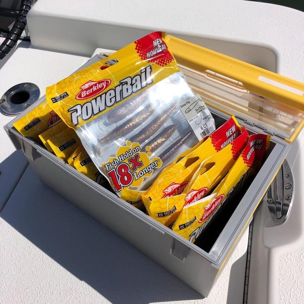 Plastic Tackle Utility Box, Clear and Yellow, Rust-Resistant, Waterproof S649