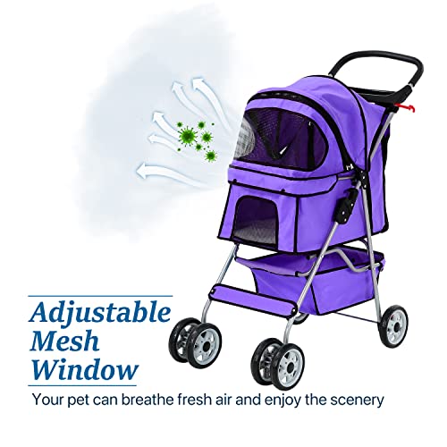 Pet Stroller for Small Medium Dogs and Cats, Folding with Wheels A4642