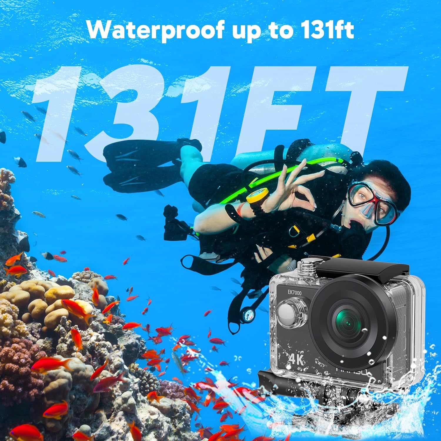 4K30FPS WiFi Action Camera with 7 in 1 Accessories Kit B96645