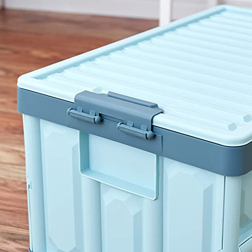 Collapsible Storage Bins with Lids 30L, Stackable Plastic Crates 2-Pack E2742
