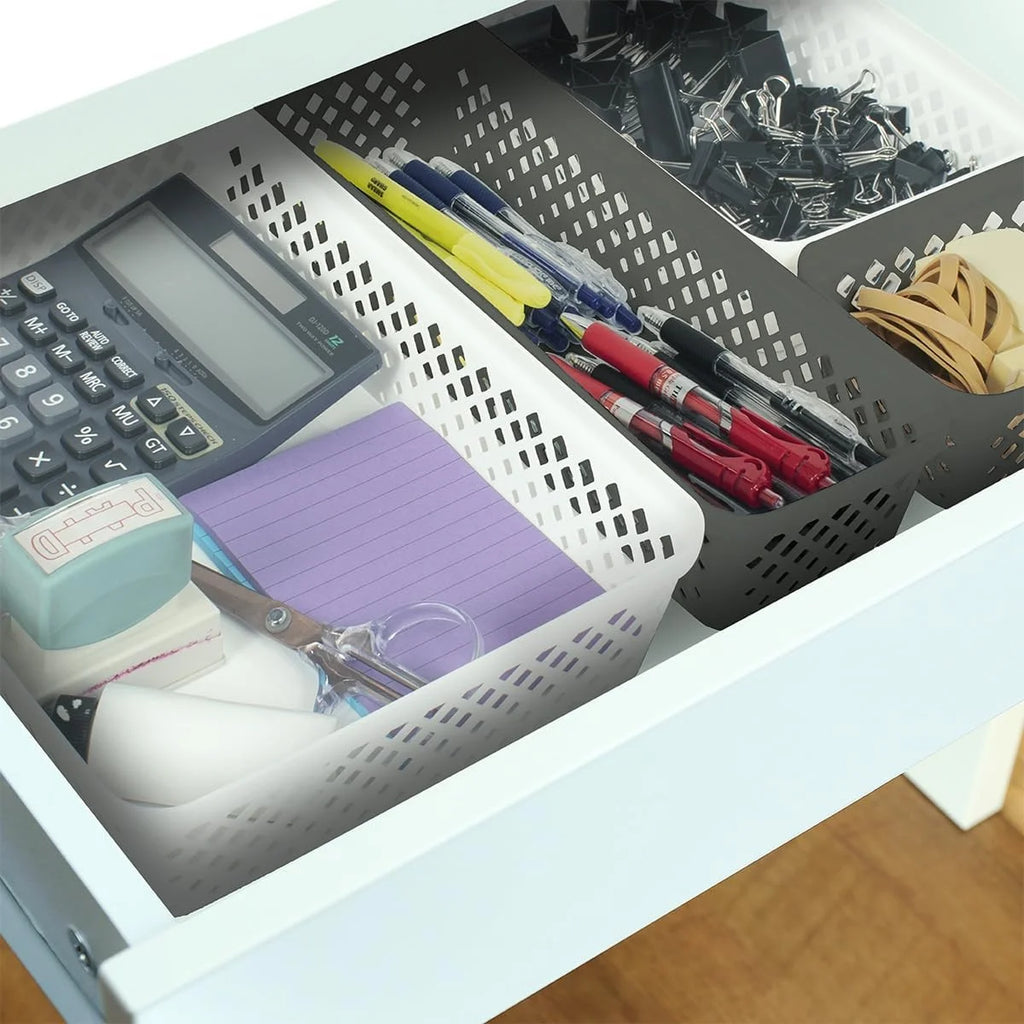 Storage Basket Set - 6 Pack Medium Organizers, White J44205